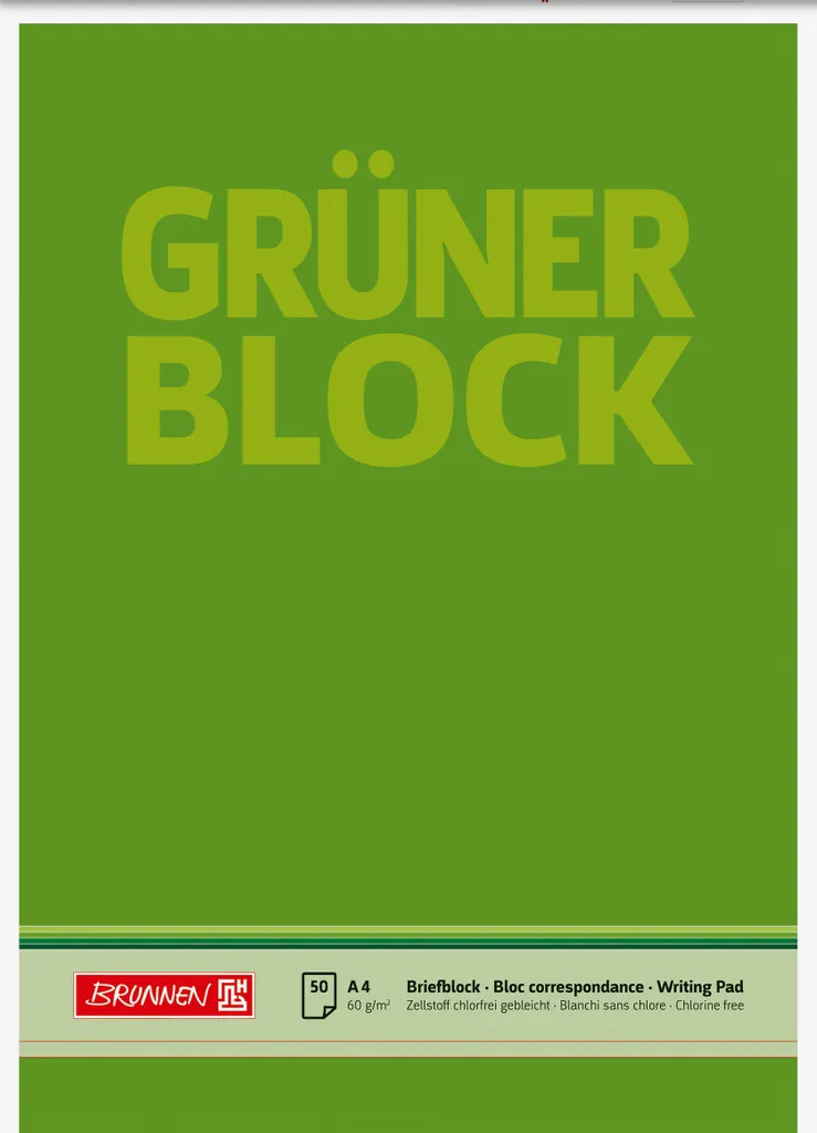 Bloc A4 non ligné BRUNNEN 1052636 avec papier blanc lisse 80g