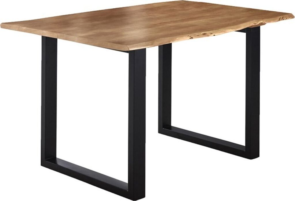 Esstisch Baumkante massiv Akazie natur 180 x 90 schwarz U-Gestell LUBIN