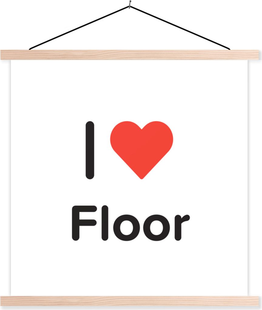 MuchoWow Textilposter Ich liebe - Boden - Mädchen 40x40 cm mit holzfarbenen Rahmen - Posterleiste