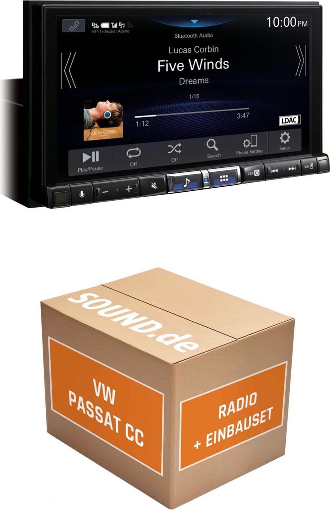 Autoradio Einbaupaket Alpine iLX-705D passend für Passat CC + Lenkradfernbedienung | Wireless Apple CarPlay Wireless Android Auto