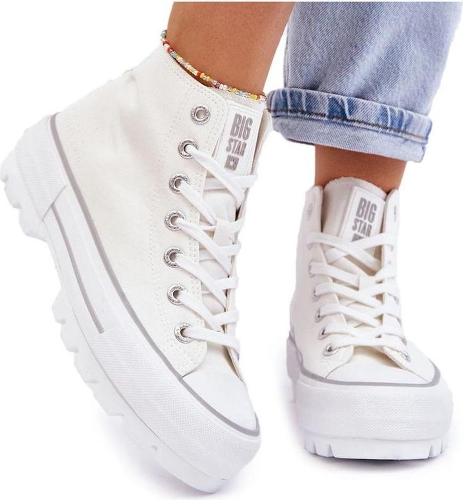 Hoch Plateau-Sneaker aus Stoff Big Star LL274156 Weiß 37