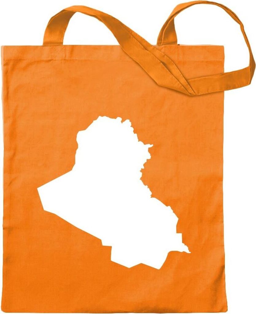 Kiwistar - Baumwolltasche - mandarin - Irak Umriss Kontur - Tragetasche Stoffbeutel Umhängetasche Langer Henkel