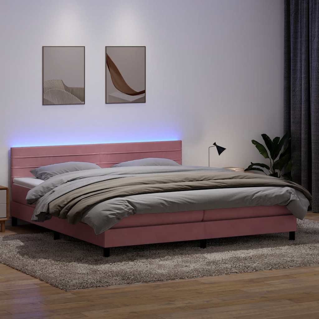 Möbel Boxspringbett mit Matratze Rosa 180x210 cm Samt - Klassische Betten 3316994