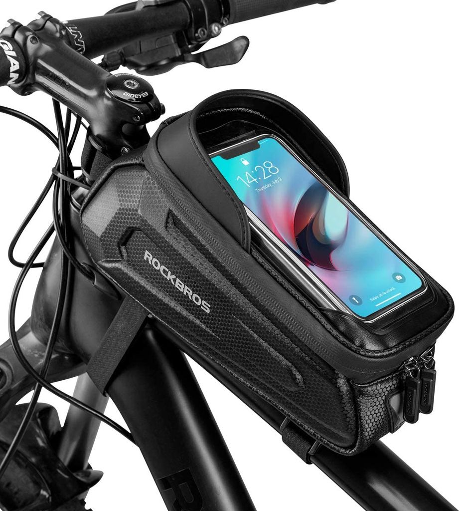 Fahrrad Rahmentasche mit Touchscreen Schwarz für Mobiltelefone bis 7 Zoll Fahrradtasche 