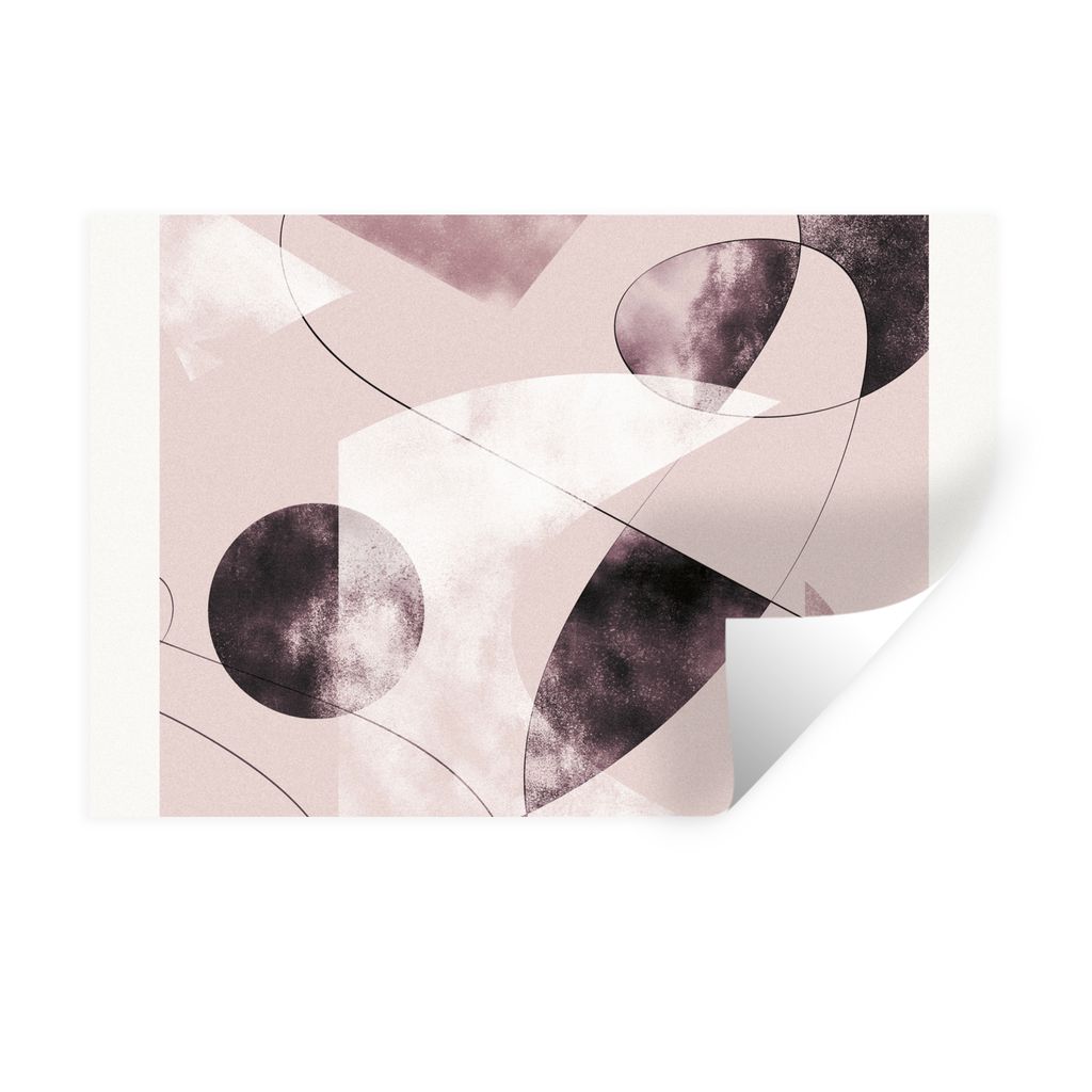 MuchoWow Wandtattoo Wandsticker Wandaufkleber Formen - Pastell - Abstrakt - Schwarz 120x80 cm Selbstklebend und Repositionierbar - Selbstklebend ...