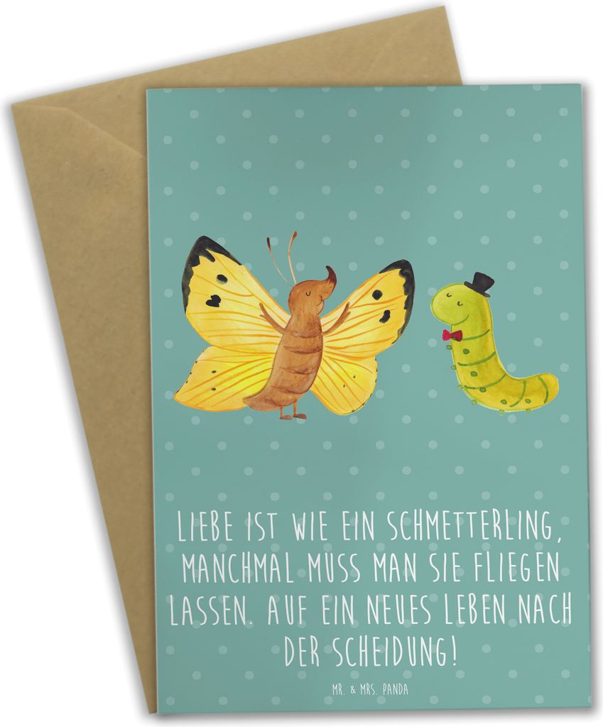Mr. & Mrs. Panda Grußkarte Scheidung Neuanfang - Meeresbrise - Geschenk, einladungskarten, weihnachtskarten, hochzeitskarten, Heirat, Unterstützu...