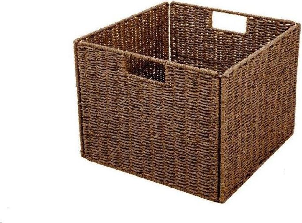 Faltbarer Brauner Korb mit Eisenrahmen und Markeninnovation Wicker Aufbewahrungskorb (2-5)