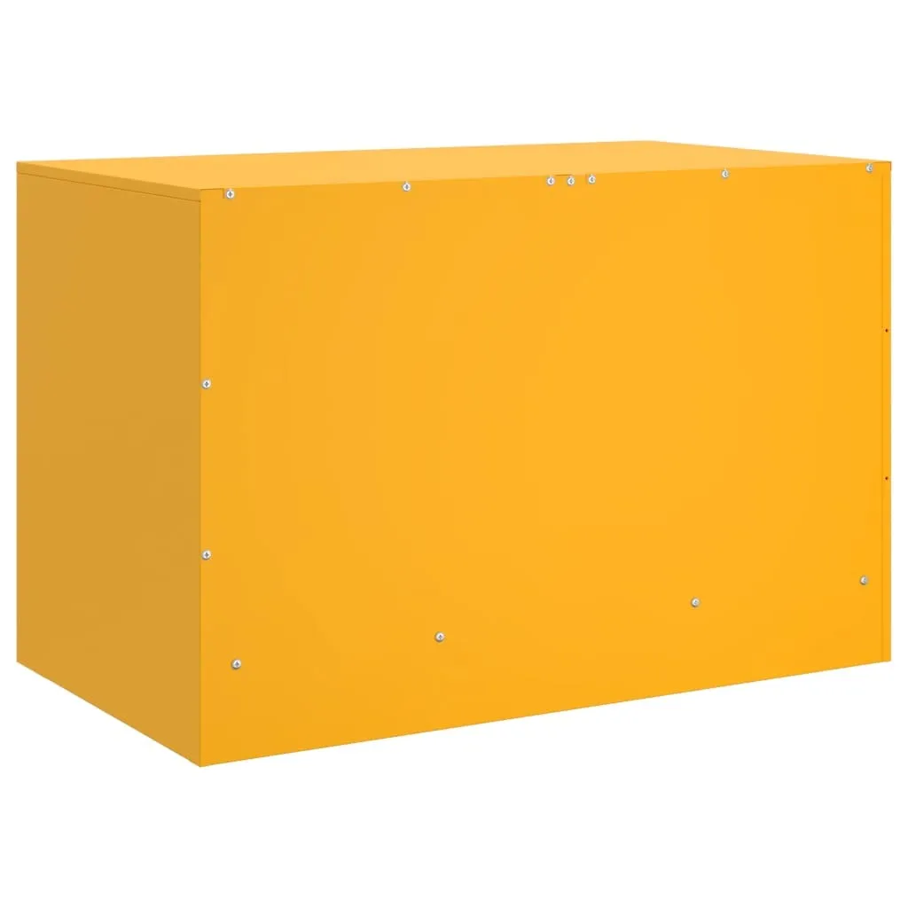 Meuble TV en acier jaune moutarde | Rangement compact et robuste - 9