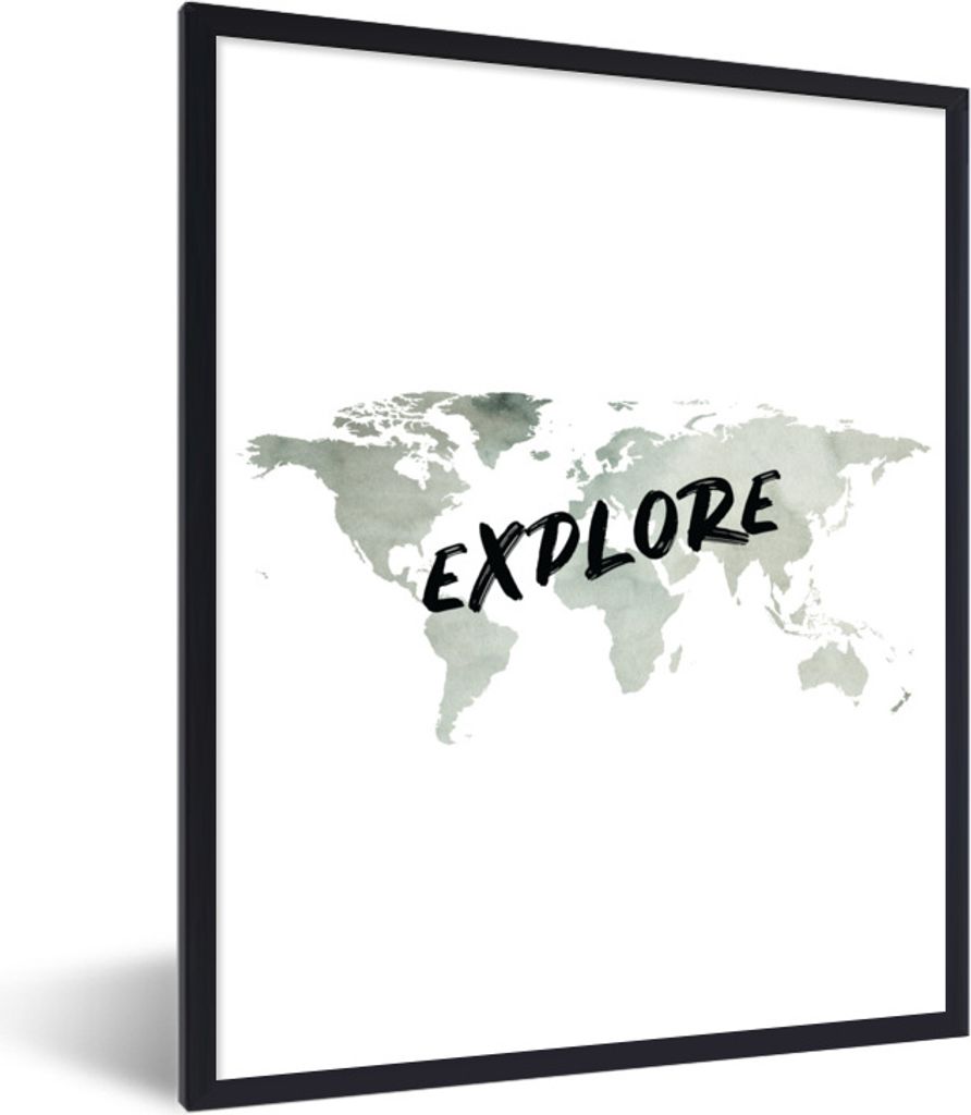 MuchoWow® Gerahmtes Poster Weltkarte - Aquarell - Produktbild 