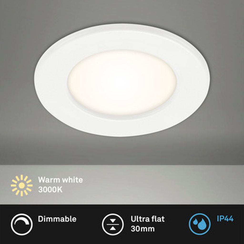 LED Einbauleuchte dimmbar IP44 6W 450 lm 3000 K weiß Ø Produktbild 