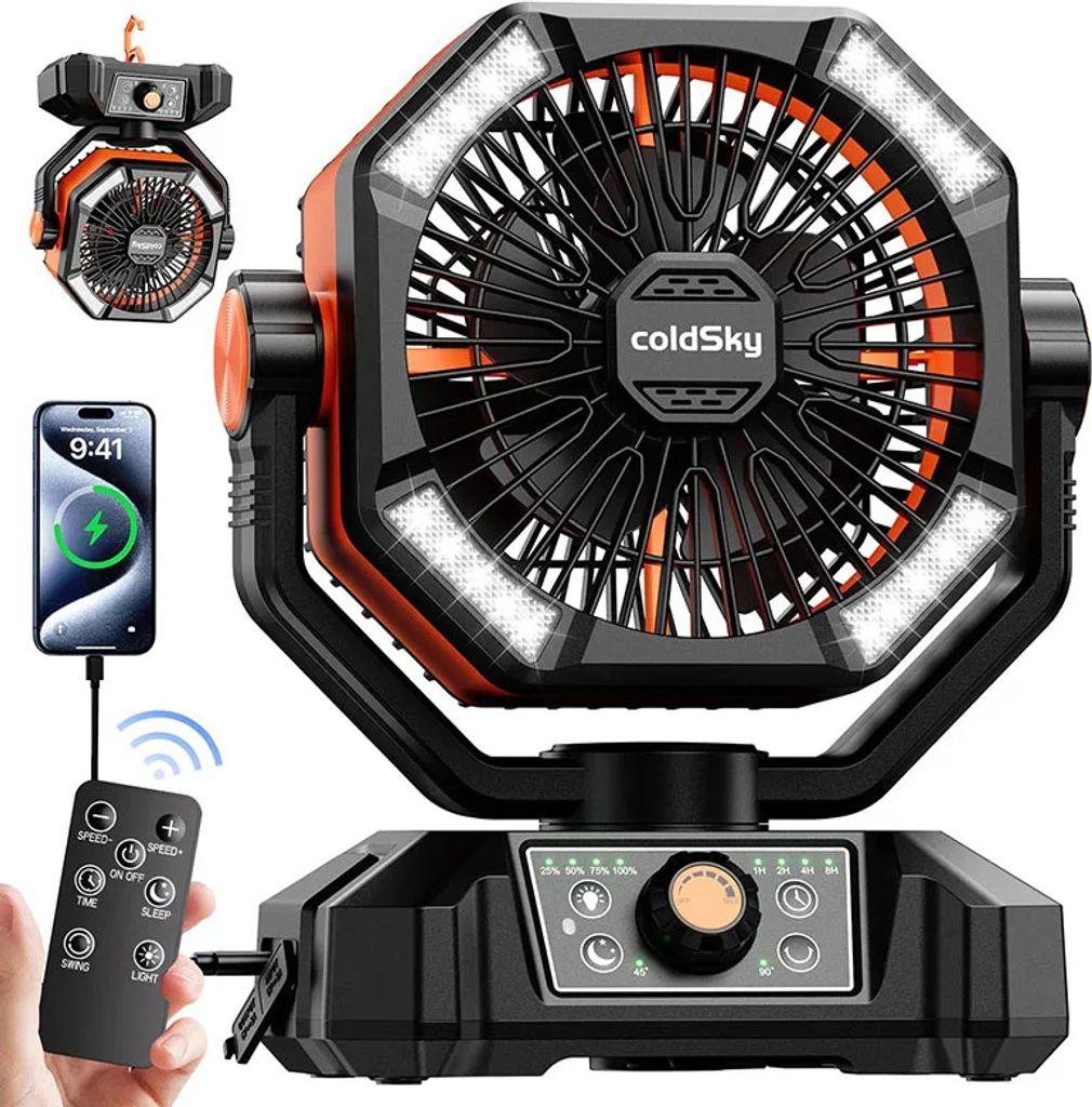 Tragbarer Campingventilator, 20000mAh Akku, 8 Produktbild 