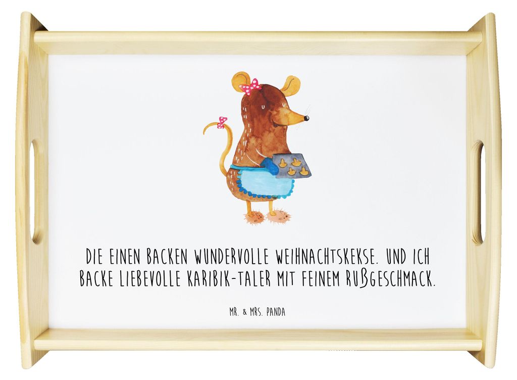 Mr. & Mrs. Panda Tablett Maus Kekse - Weiß - Geschenk, Serviertablett, Weihnachten, betttablett, Holztablett, Weihnachtsbäckerei, Backen, Servier...