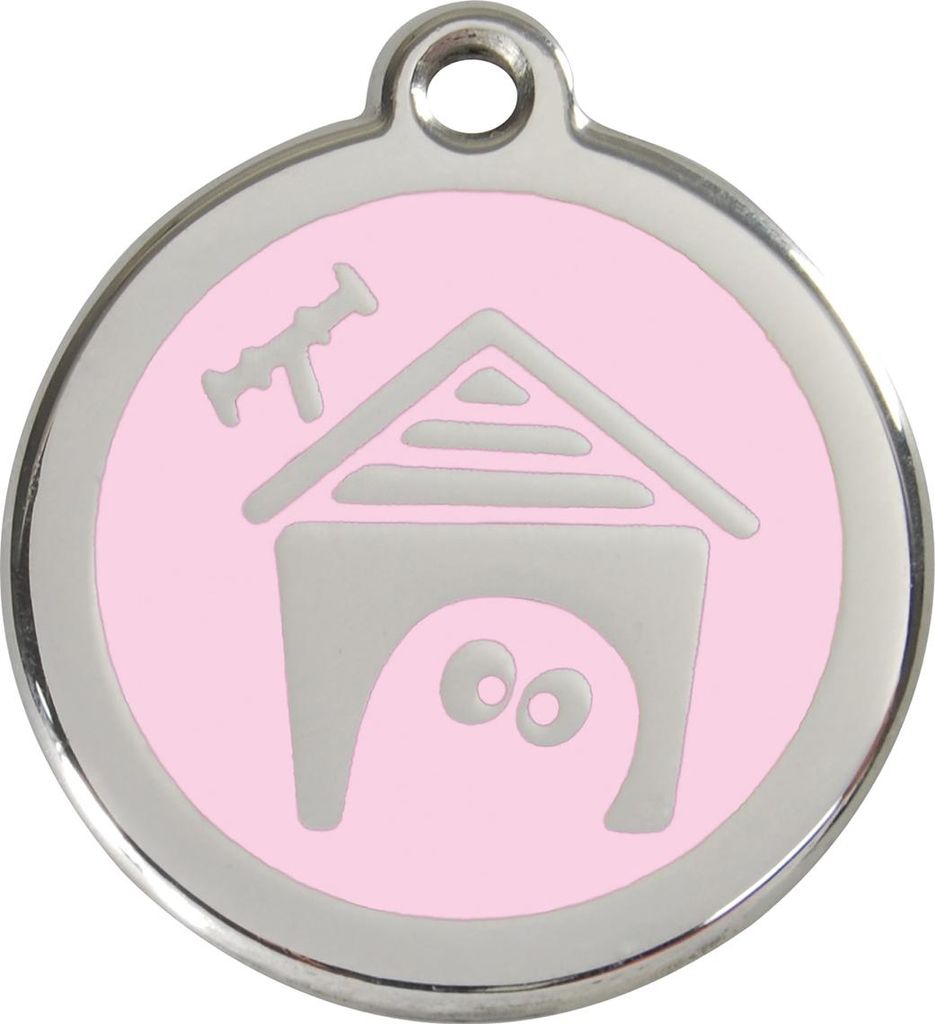 RedDingo Hundemarke mit individueller Gravur Hundehütte pink, Größe: M