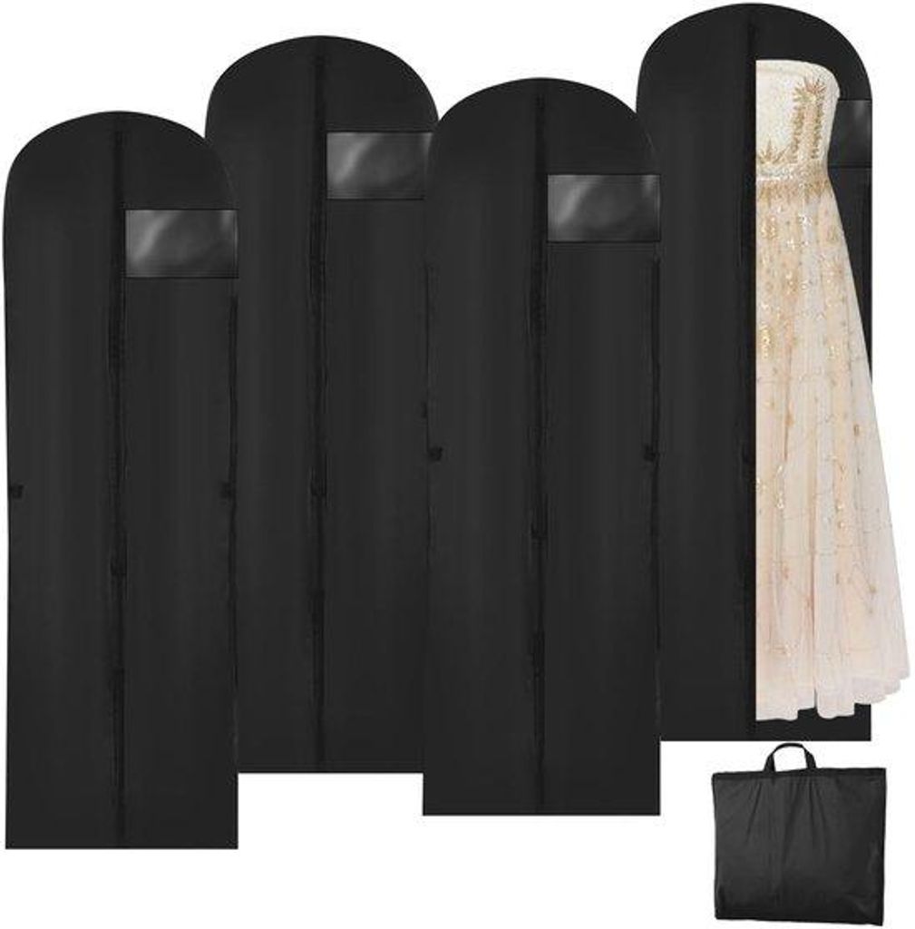 4er-Pack Kleiderbügel lang 60x180 cm – Einhüllbare Kleiderbügel mit Reißverschluss für Abendkleider und Jacken – Staubdichte Aufbewahrungs...