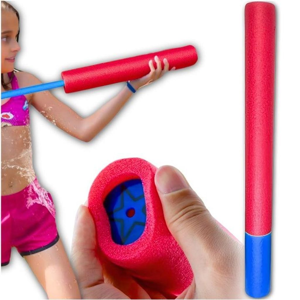 Wasserkanone XXL Schaumstoff – Schwimmende Wasserpumpe für Kinder – Poolspielzeug 79 cm – Ultraleicht & Sicher – Rot-Blau