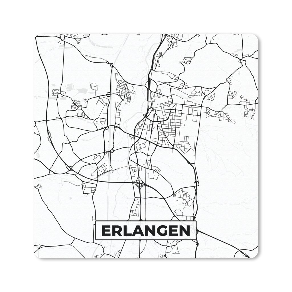 MuchoWow Mauspad Mousepad Stadtplan - Karte - Erlangen 20x20 cm - Mousepads - Maus Mat - Pad - Mausunterlage - Desk Mat - Bureauartikeln