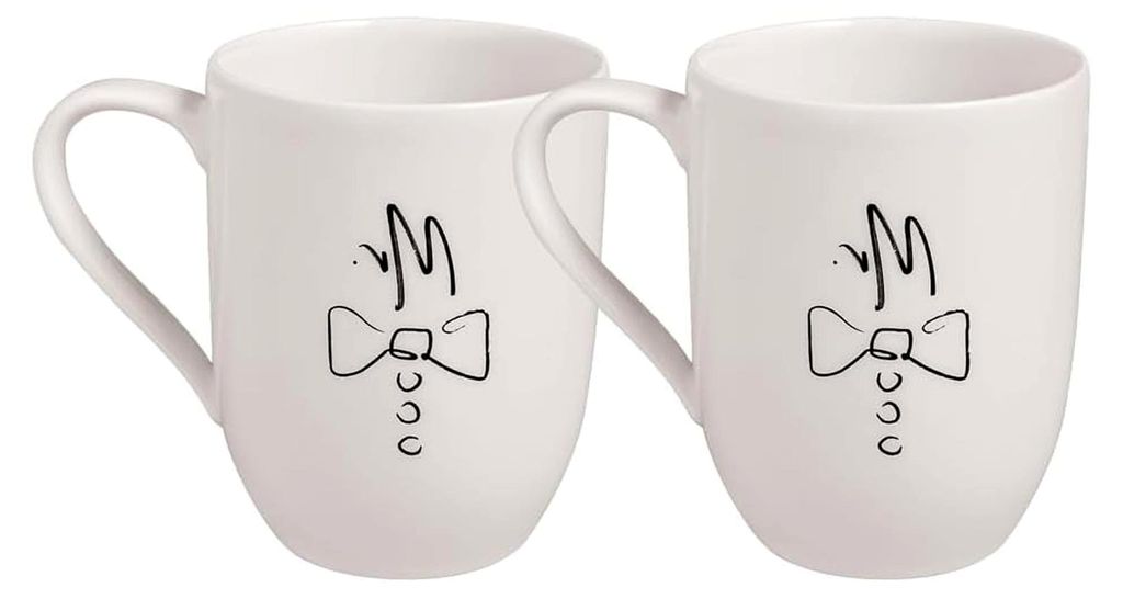 Statement Tassen Set Mr. & Mr. Weiß, Spülmaschinenfest, Mikrowellensicher, Kaffeetassen, Kaffeebecher, Becher Set, Hochzeitsgeschenk Gleichgeschl...