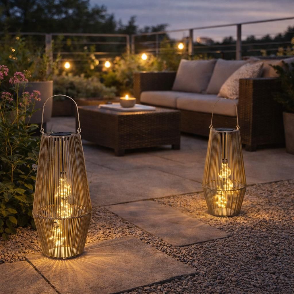 Formano Solarlaterne Außen Garten große Rattan Solar