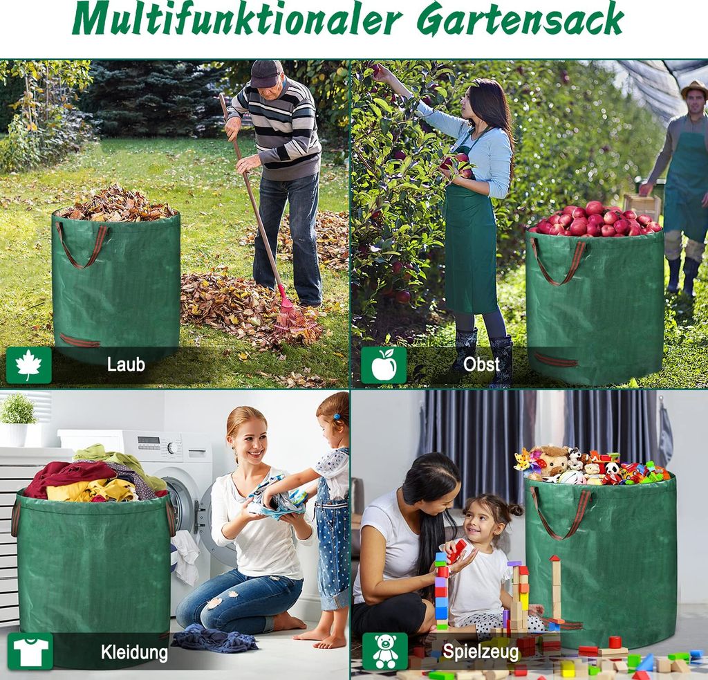 Zahradní taška 4X 272L Zahradní pytel na odpad Stabilní PP Obrázek produktu 7
