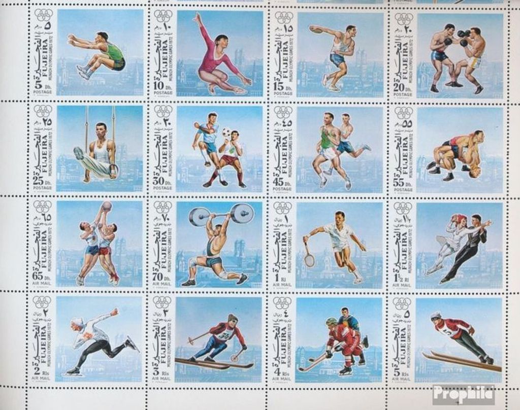 Briefmarken Fujeira 1972 Mi 1102A-1121A Zd-Bogen (kompl.Ausg.) postfrisch Olymp. Sommerspiele 72, München