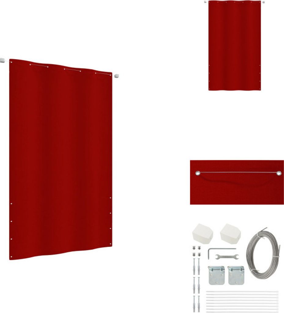 vidaXL Balkon-Sichtschutz Rot 140x240 cm Oxford-Gewebe - Sonnenschirme & Sonnenschutze