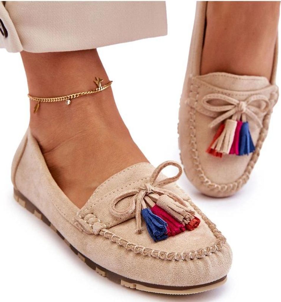 Wildlederloafer mit Schleife und Fransen Beige Dorine 37