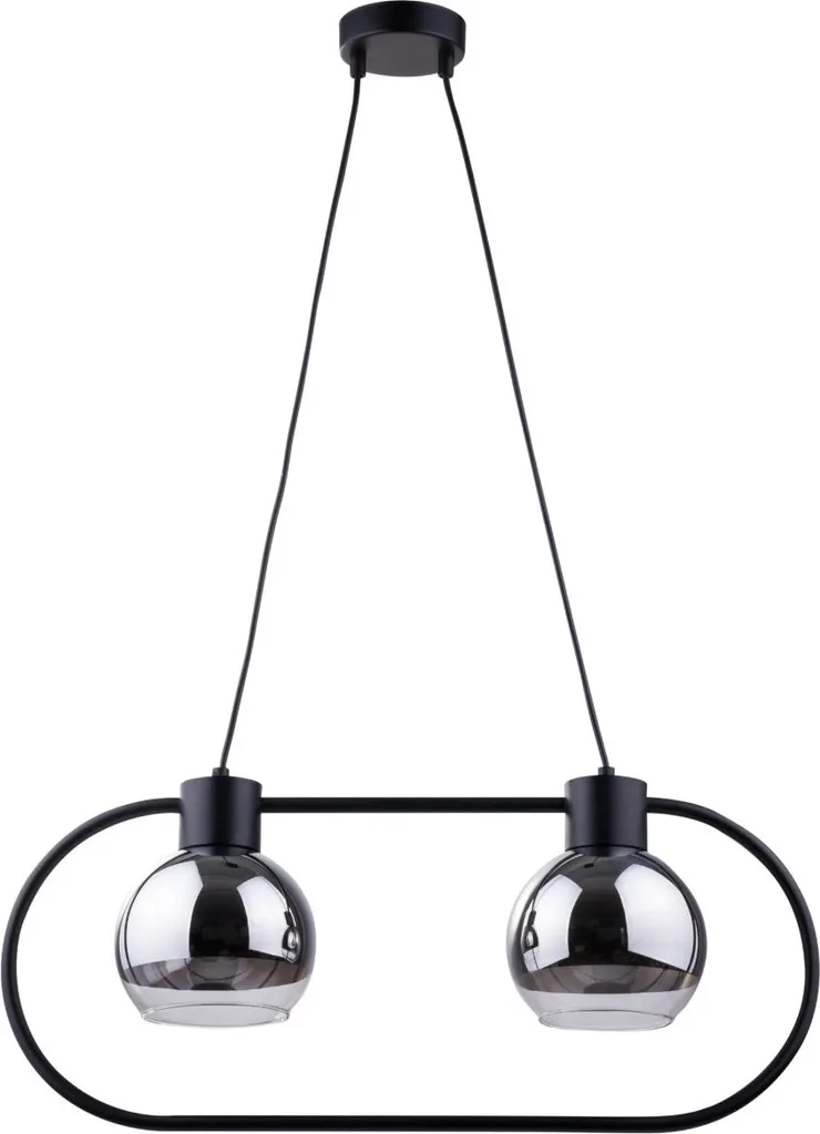 Suspension moderne Linda Sigma Lighting noire 2 globes en verre argenté