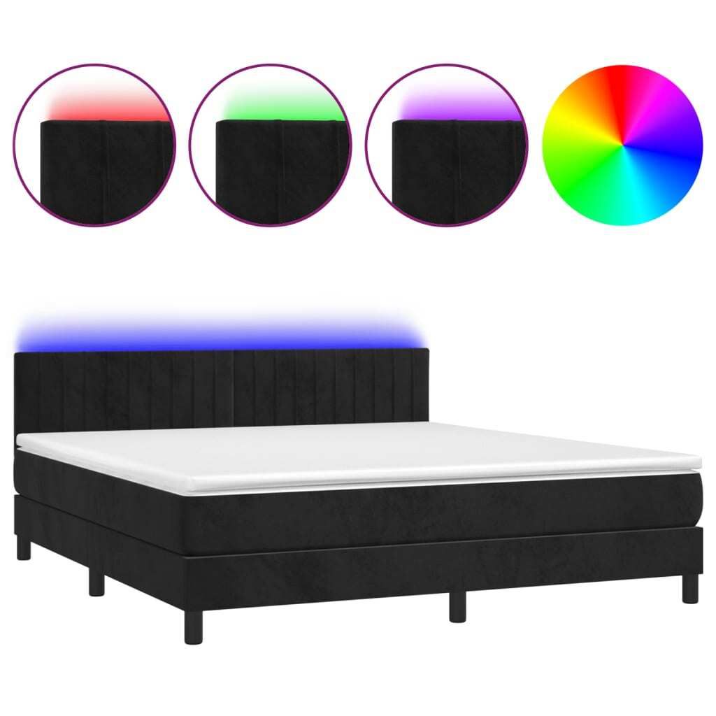 "2026 MODERNE"Boxspringbett/bettgestell - Bettrahmen - Doppelbett - mit Matratze & LED Schwarz 160x200 cm Samt - Polsterbett Klassische Betten CC31...