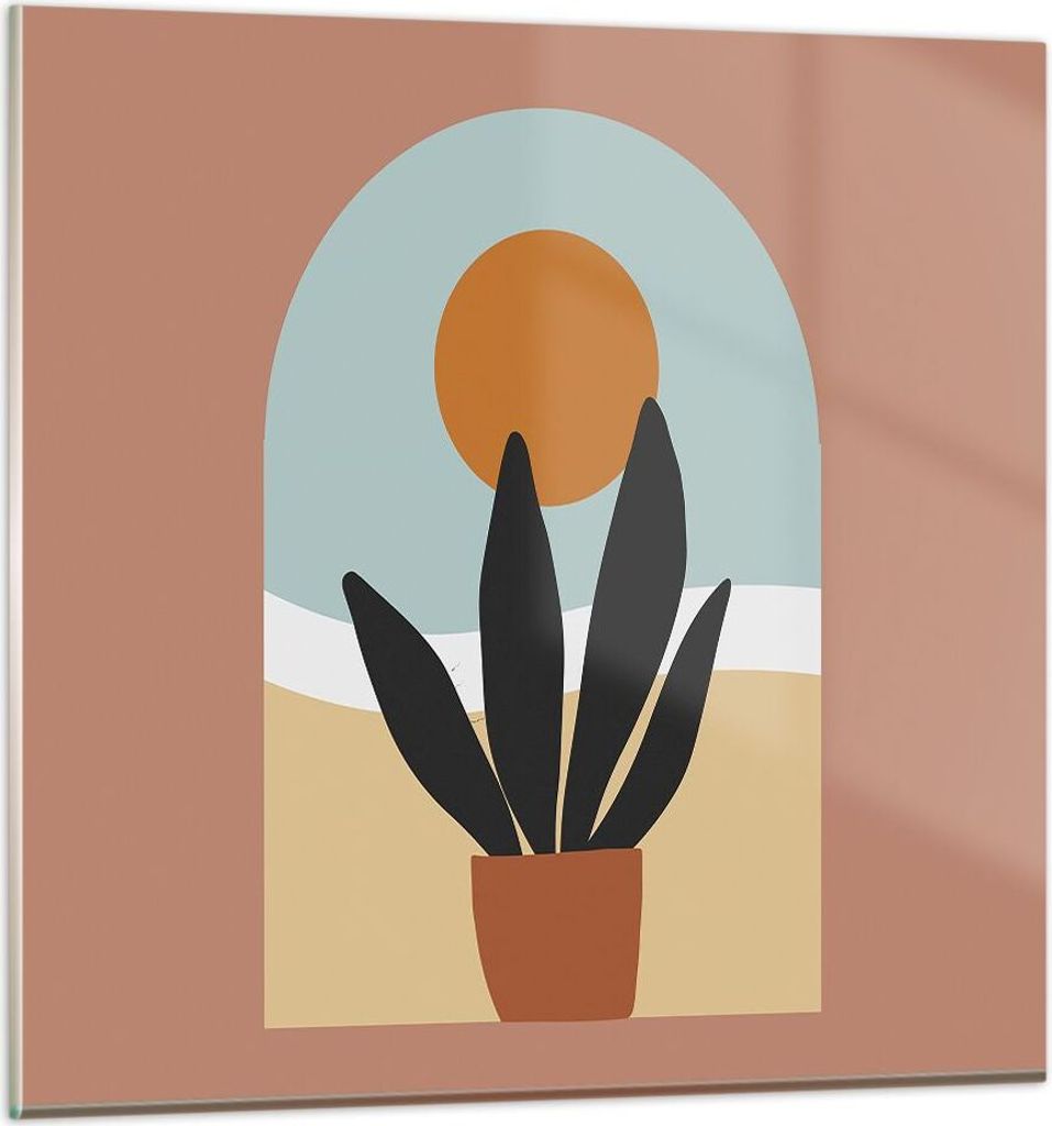 Bilder auf glas - Einteilig - Minimalistisch Fenster Blume - 30x30cm - Glasbilder - Wandbilder - Bilder - Wanddekoration aus Glas - Glas Bilder - W...