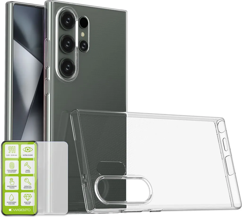 Per Samsung Galaxy S25 Ultra Silicone TPU protettivo copertura trasparente + H9 vetro temperato