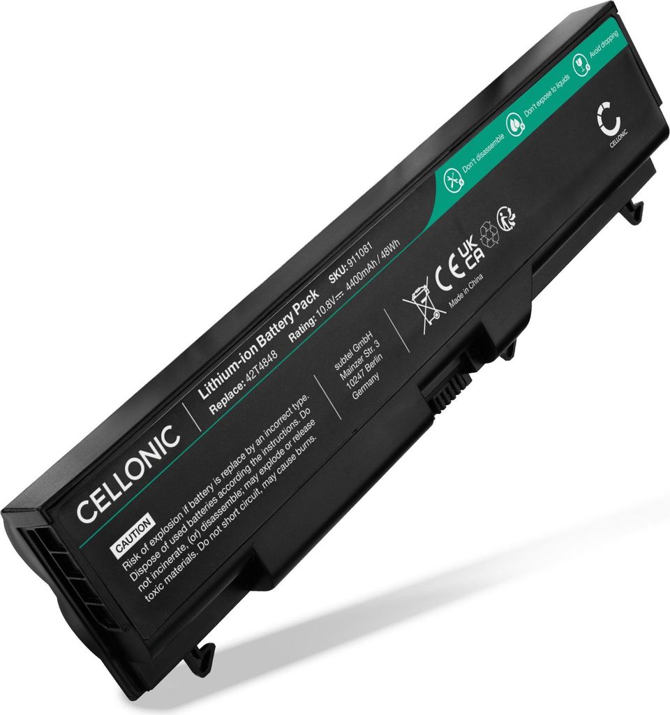 CELLONIC 1x Akku für Notebook Kompatibel mit Lenovo ThinkPad T430, ThinkPad T420, ThinkPad T520, 0A36303 - (4400mAh, 10.8V)
