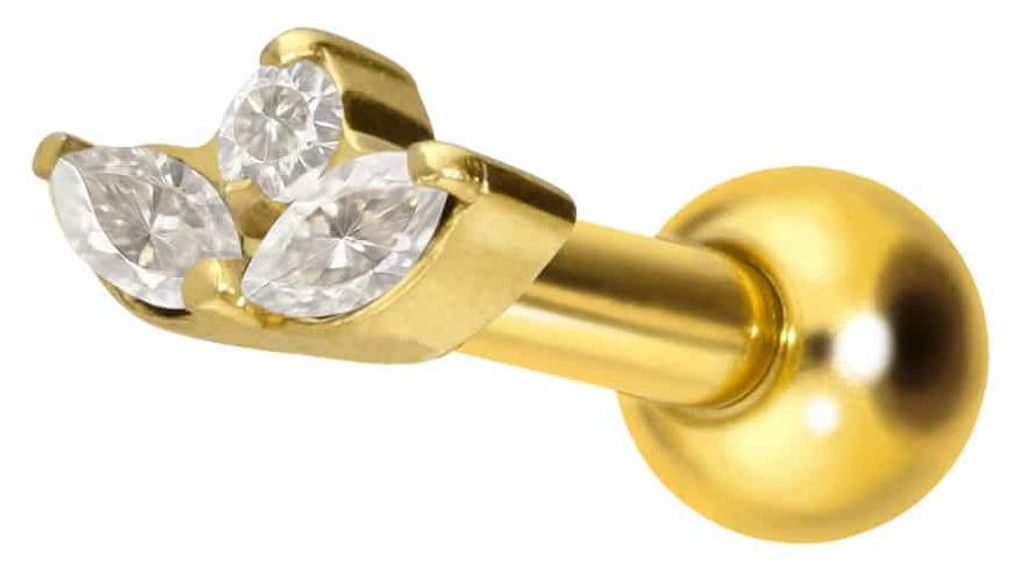 Ohrpiercing Titan Ohrpiercing mit Innengewinde LOTUSBLÜTE Gold Stablänge: 6mm