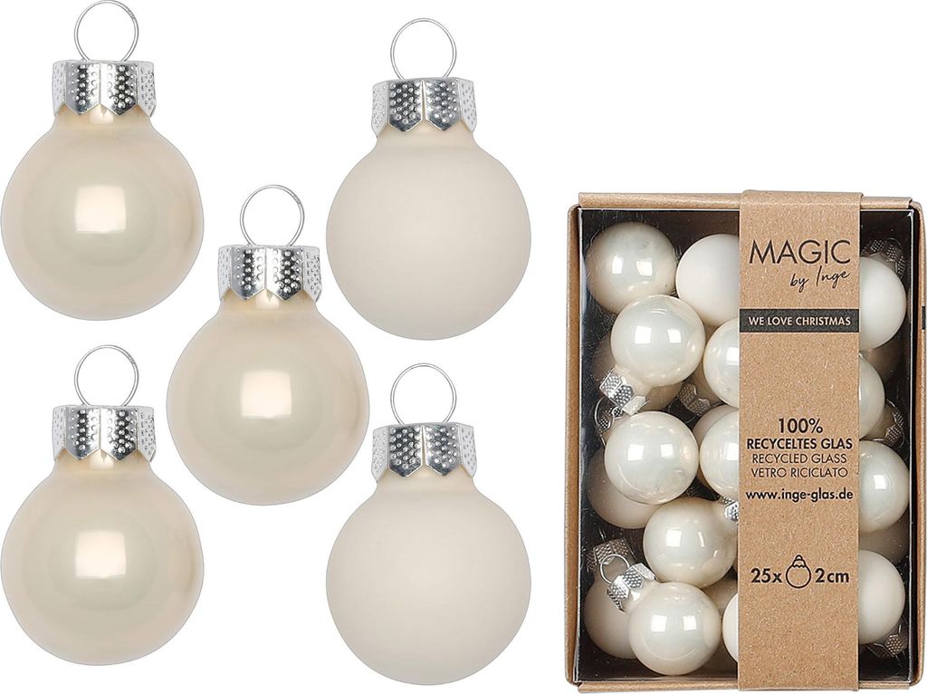 Weihnachtskugeln Glas 2cm 25 Stück - Blanched Almond Produktbild 