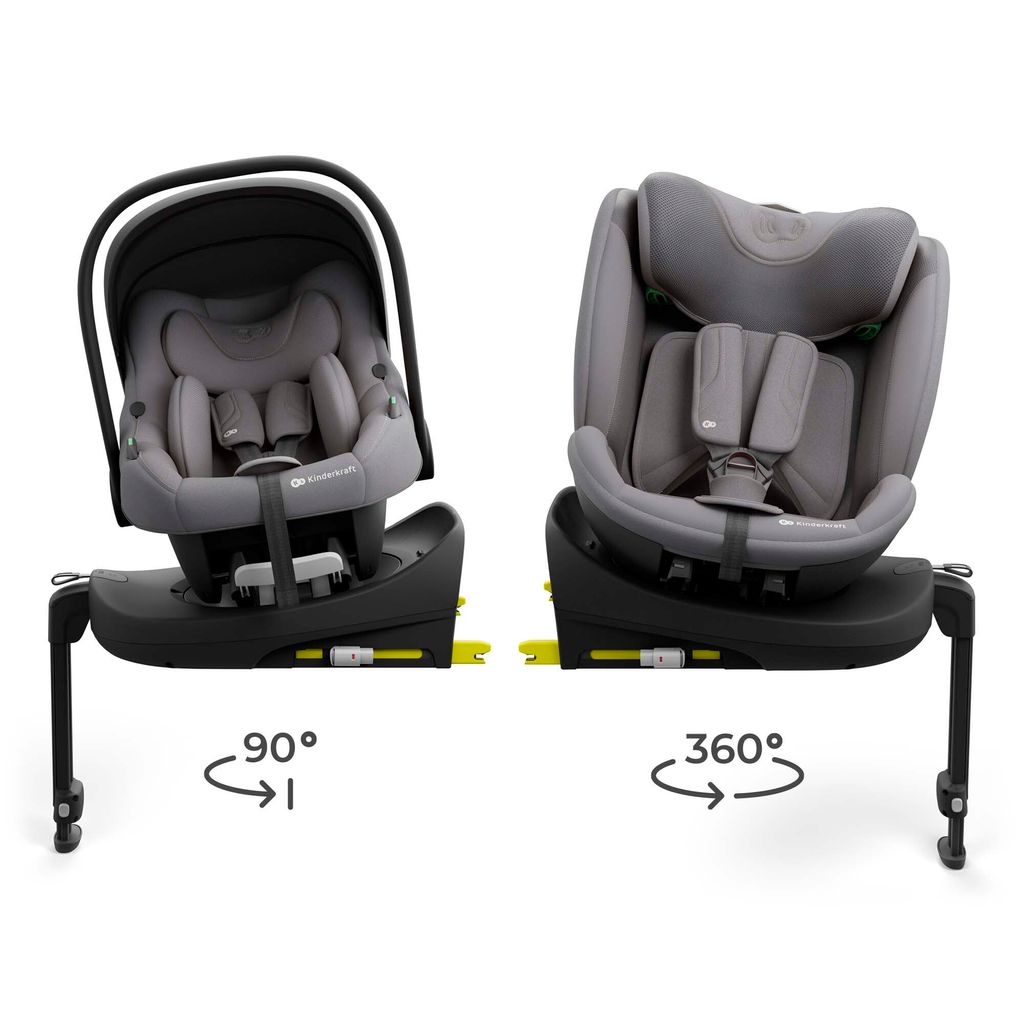 Kinderkraft ENDURA SAFE Modular System – Babyschale & Kindersitz 2in1 mit drehbarer ISOFIX-Basis, i-Size, Grau