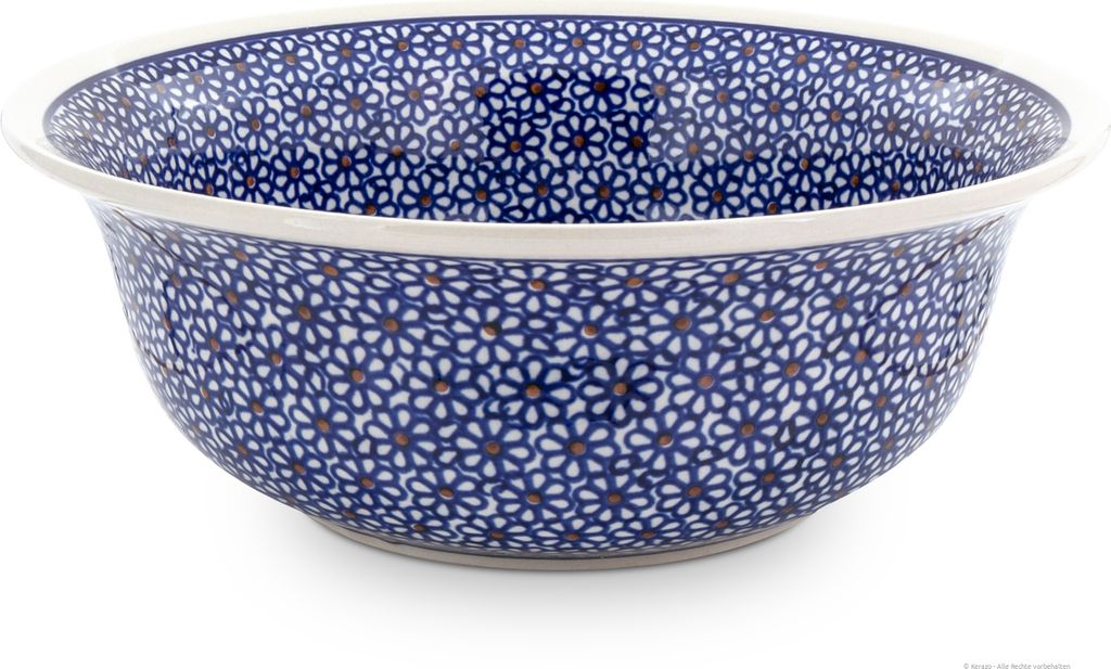 Original Bunzlauer Keramik 2 Liter Schüssel Schale Ø24,5 cm Rührschüssel Salatschüssel Beilagenschüssel Obstschale [Form 4] im Design 120