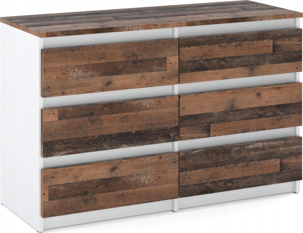 Kommode mit 6 Schubladen Sideboard Schubladenschrank Modern Möbel mit Schubladen für Ihr Schlafzimmer Weiß Matt - Old Style Industrial 100x71,5x...