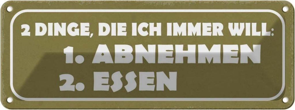 vianmo Blechschild 10x27 cm 2 Dinge 1. abnehmen 2. essen Dekoration Spruch Zitat