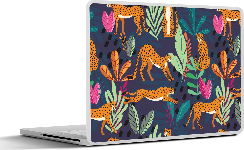 MuchoWow Laptop Aufkleber Sticker Cover Muster - Gepard - Dschungel 25x18 cm - Laptop-Deko