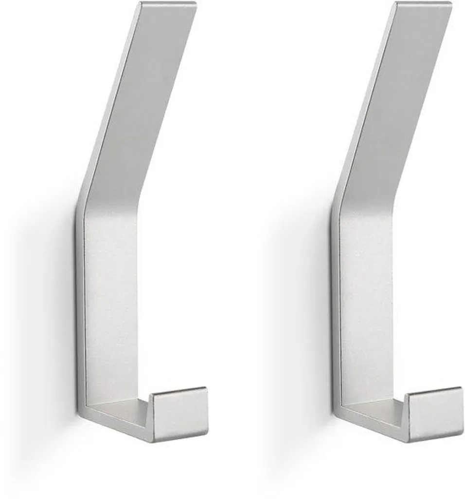 Crochets muraux en métal argenté, lot de 2 supports haute résistance