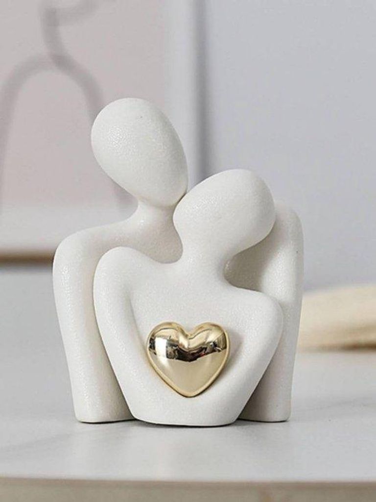 Keramische koppelsculptuur Ornament voor woonkamer, slaapkamer, kantoor Unikat für Paare, Jubiläum, Geburtstag