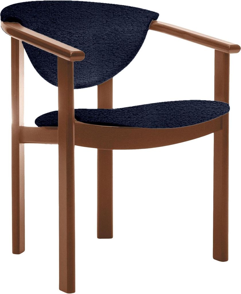 Polsterstuhl mit Armlehnen Kate F1 moderne gepolsterte Stuhl stilvoll Sessel für Esszimmer in Boucle, Farbe: dunkelblau - catch me 18, Beinefarbe:...
