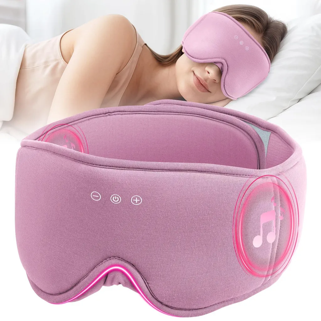 Bandeau de sommeil Bluetooth respirant et occultant en soie glacée violet