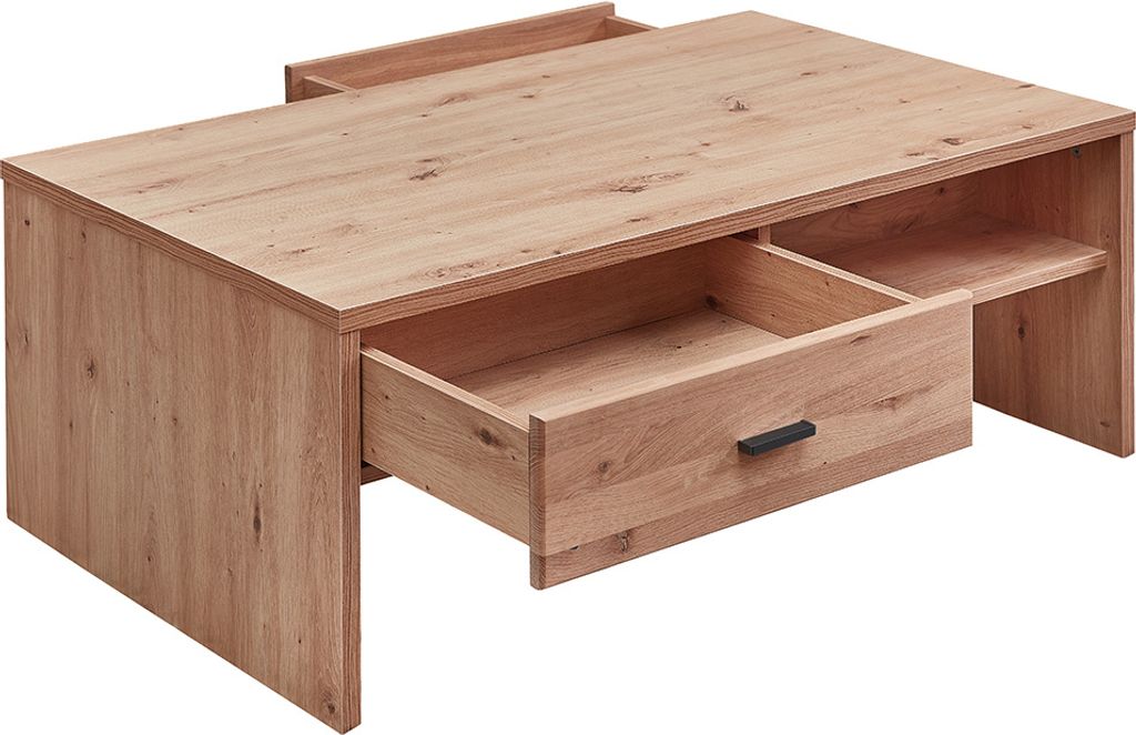 Couchtisch mit Esche Massivholzplatte STAVEN-36, B/H/T ca. 110/40/65 cm