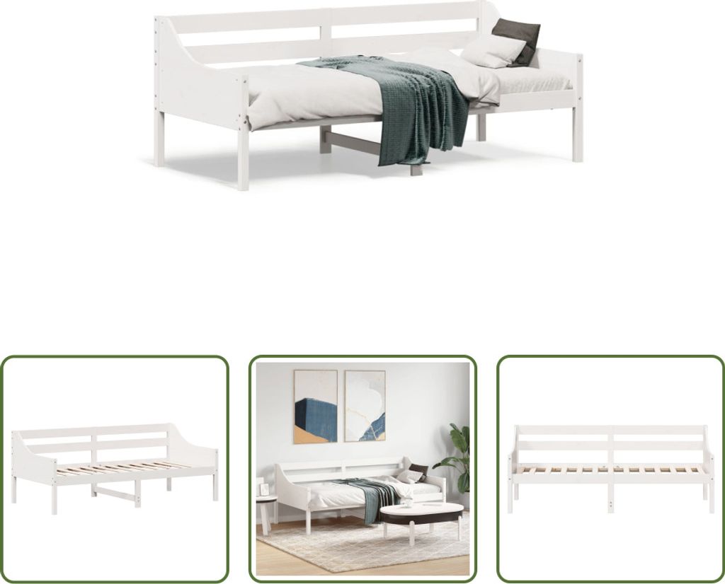 The Living Store Tagesbett ohne Matratze Weiß 90x190 cm Produktbild 
