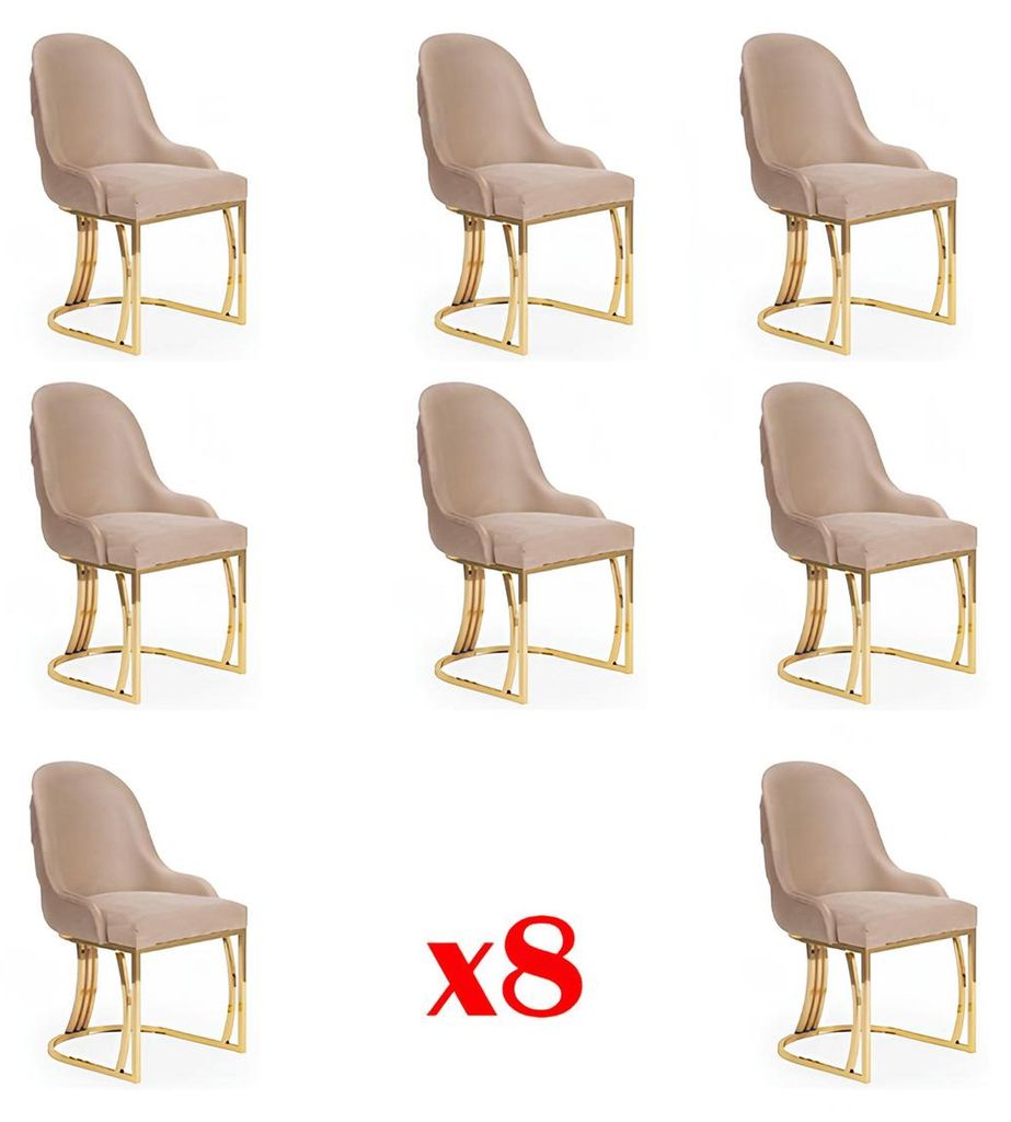 Design Stuhl Set 8x Sessel Edelstahl Textil Polster Stühle Gastro Esszimmer Neu