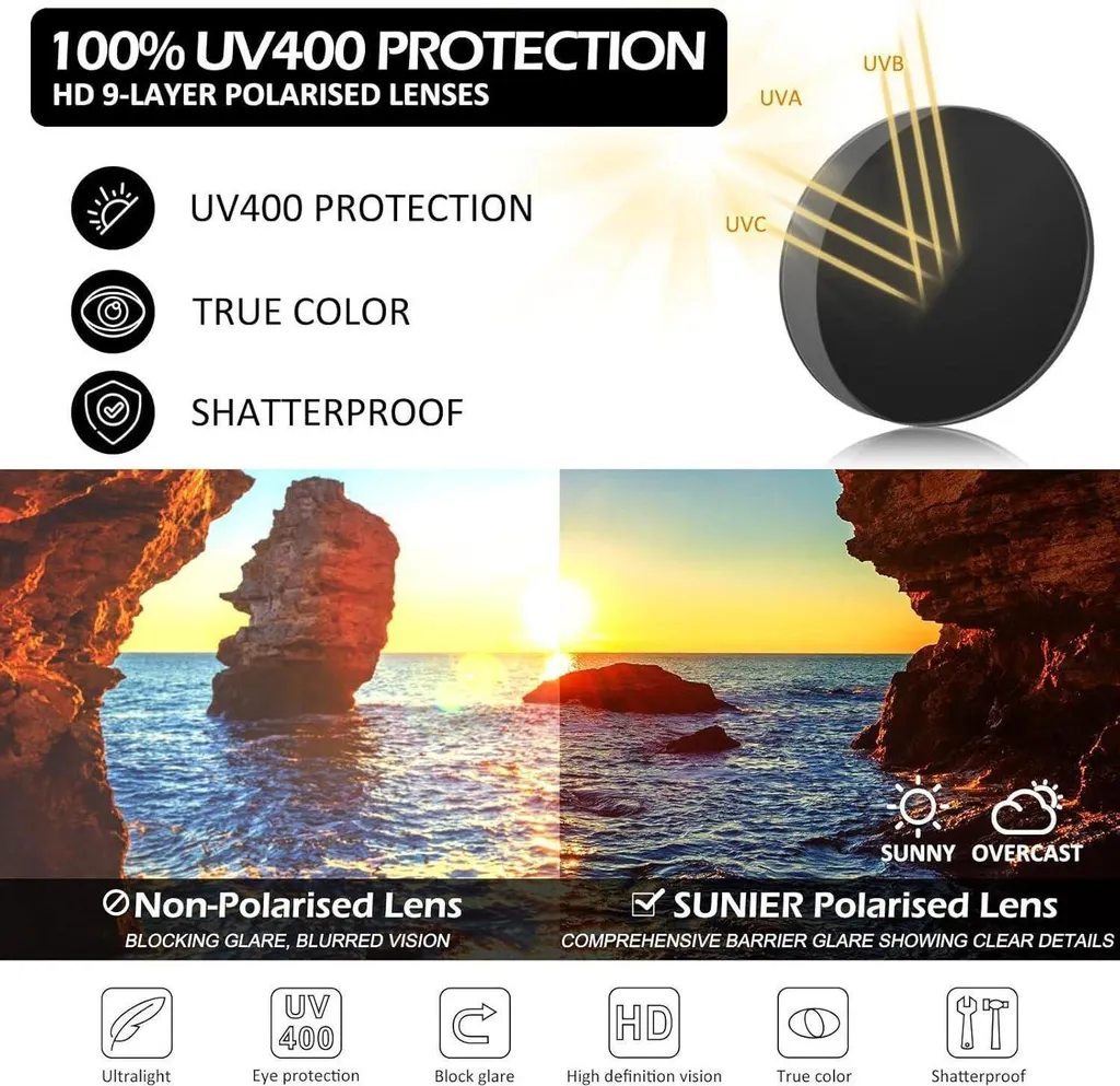 Occhiali da Sole Polarizzati Retrò UV400 Hippie 45mm Uomo Donna - 6