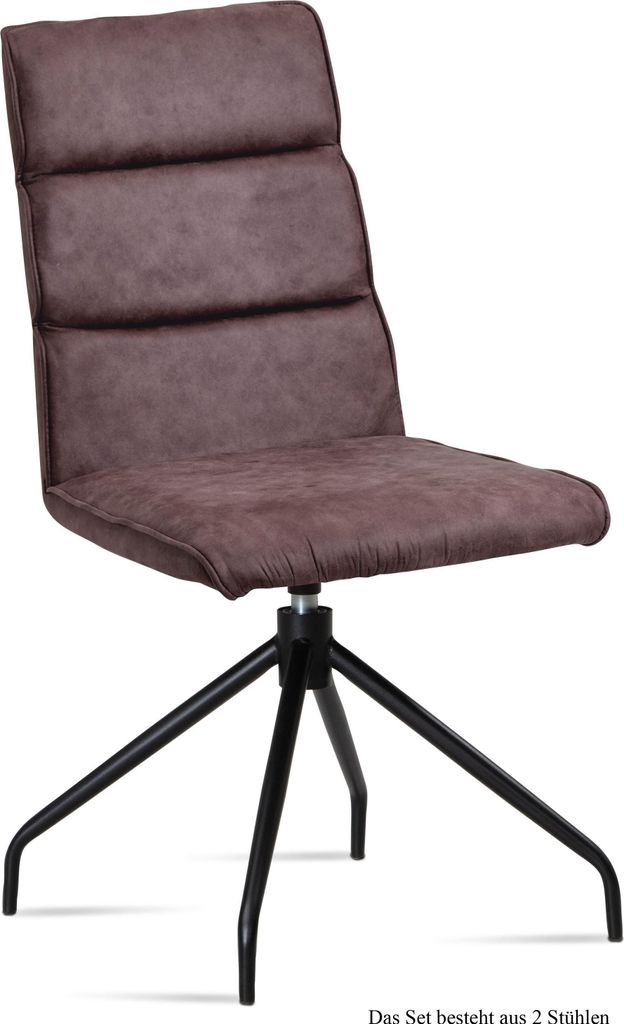 Esszimmerstuhl drehbar (2er-Set) Domini 47x92x60 Schwarz/Braun