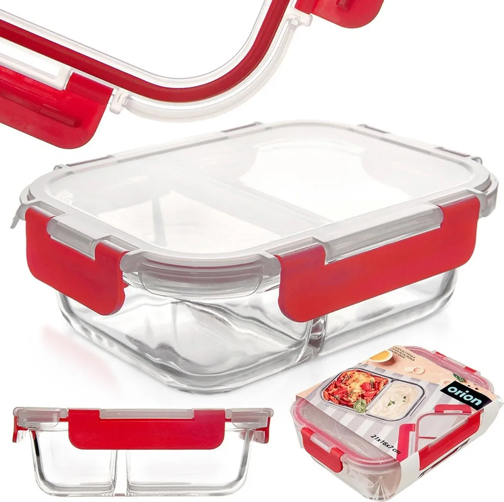 Contenitore per alimenti in vetro Orion con coperchio e sigillo Barattoli per la conservazione degli alimenti Barattolo per il pranzo Scatola per alimenti Barattolo per la conservazione diviso 950 ml