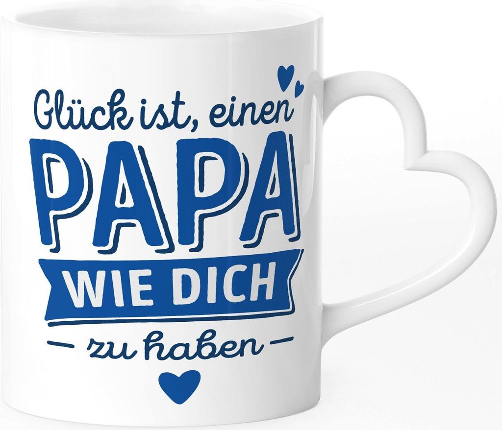 Tasse personalisiertes Geschenk Spruch Glück ist einen Papa-Mama wie dich zu haben anpassbare Namen SpecialMe Papa weiß Herz-Tasse