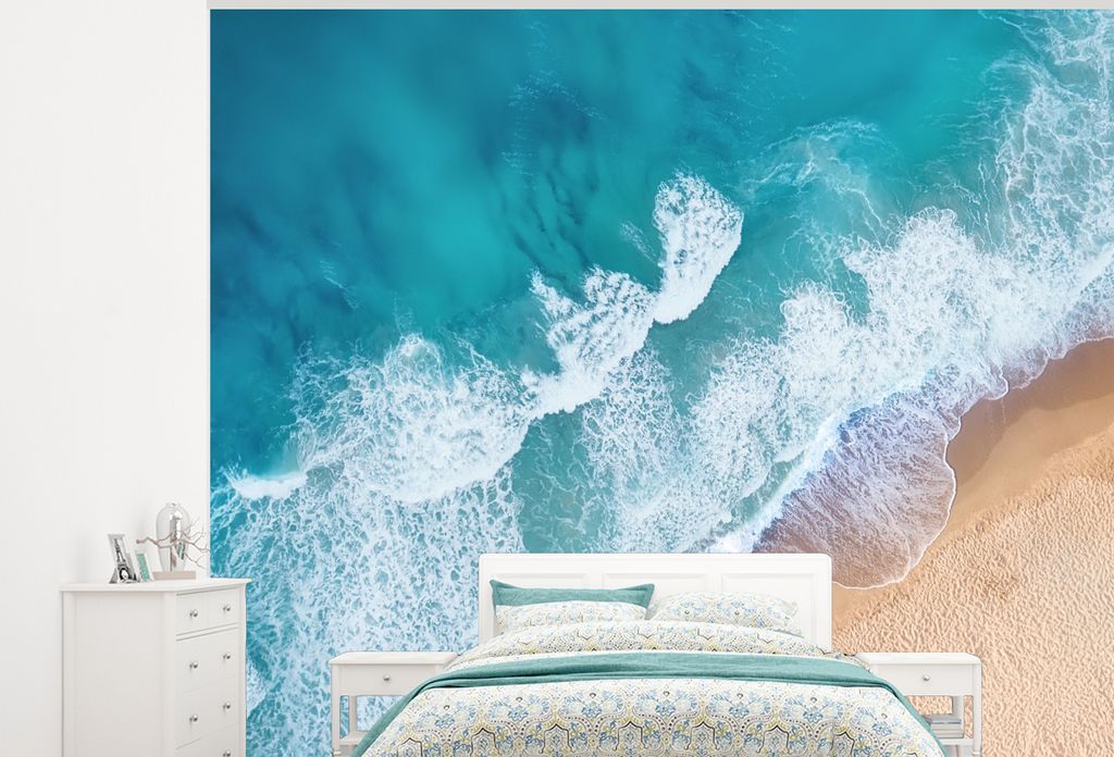 MuchoWow Fototapete für Wohnzimmer oder Schlafzimmer Wandtapete Vinyl Motivtapete Strand - Wasser - Meer - 375x300 cm - Tapezierpapier